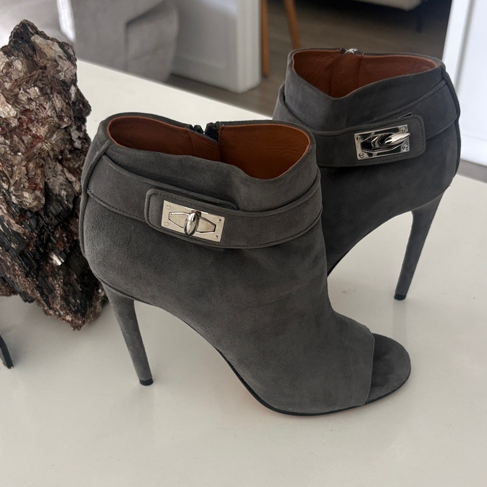 Givenchy Gray Suede Heeled Boots